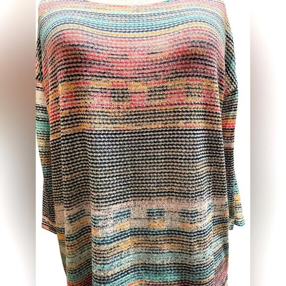 NWT HARPER HOLLY STRIPED MULTI COLOR LOOSE FIT 3/4 SLEEVE TOP- Multiple Sizes - Picture 4 of 7